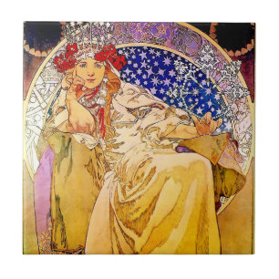 Azulejo De Cerâmica Princesa Hyacinth Poster por Alphonse Mucha