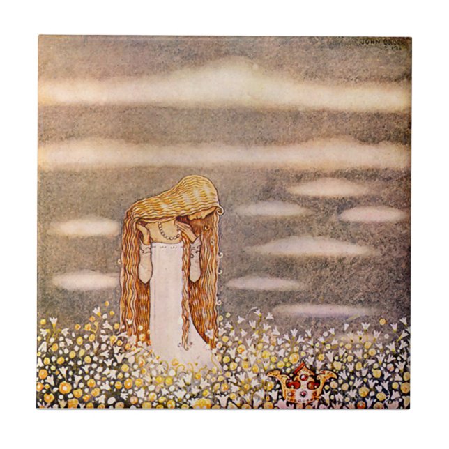 Azulejo De Cerâmica "Princesa Tuvstarr" John Bauer Watercolor (Frente)