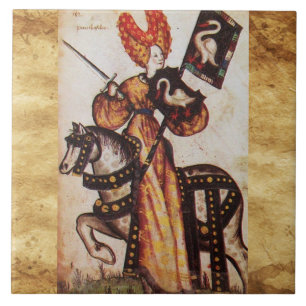 Azulejo De Cerâmica PRINCESS PENTHESILEA COMO MEDIEVAL KNIGHT Heráldic