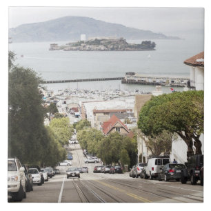 Azulejo De Cerâmica Prisão de Alcatraz vista de San Francisco