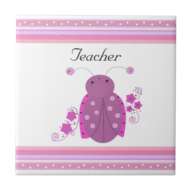Azulejo De Cerâmica Professor Besouro Ladybug Rosa e Roxo (Frente)