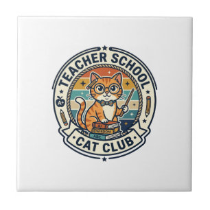 Azulejo De Cerâmica Professor Escola Gato Design Fofo Gatinho - Profes