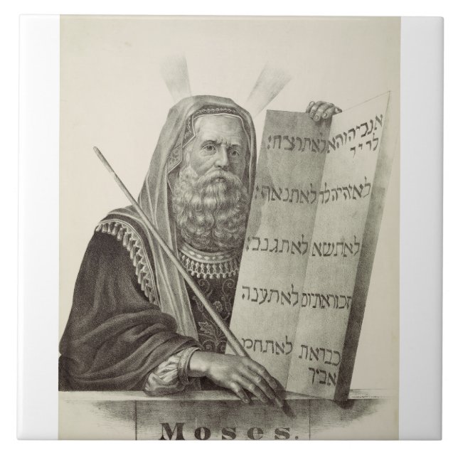 Azulejo De Cerâmica Profeta Moisés com as Tábuas da Lei (Frente)