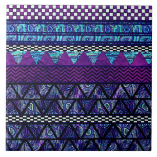 Azulejo De Cerâmica Profundamente - teste padrão tribal roxo das