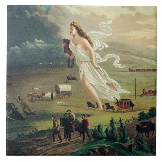Azulejo De Cerâmica Progresso Americano de John Gast (Frente)