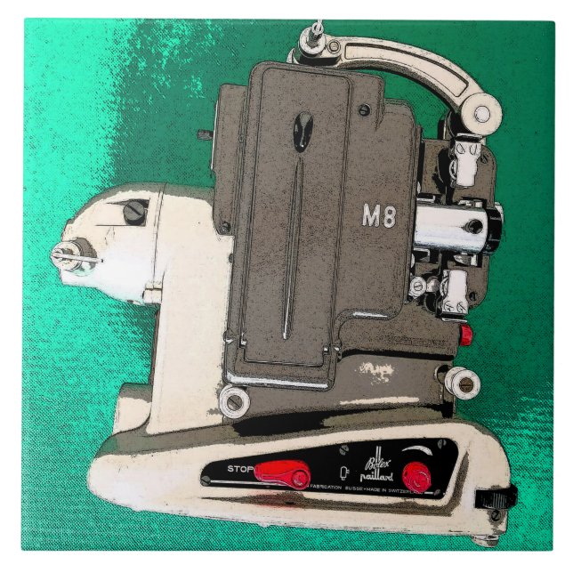 Azulejo De Cerâmica Projetor de filmes Vintage (Frente)