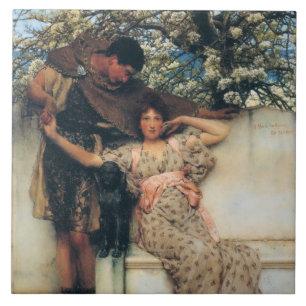 Azulejo De Cerâmica Promessa de Primavera (por Lawrence Alma-Tadema)