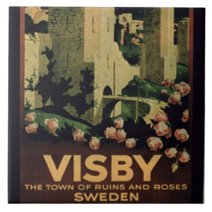 Azulejo De Cerâmica Propaganda de poster a cidade de Visby, suecia