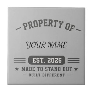 Azulejo De Cerâmica Propriedade Personalizada do Nome – Estilo Varsity