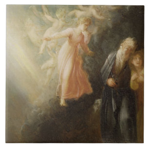 Azulejo De Cerâmica Prospero, Miranda e Ariel, "da tempestade", c