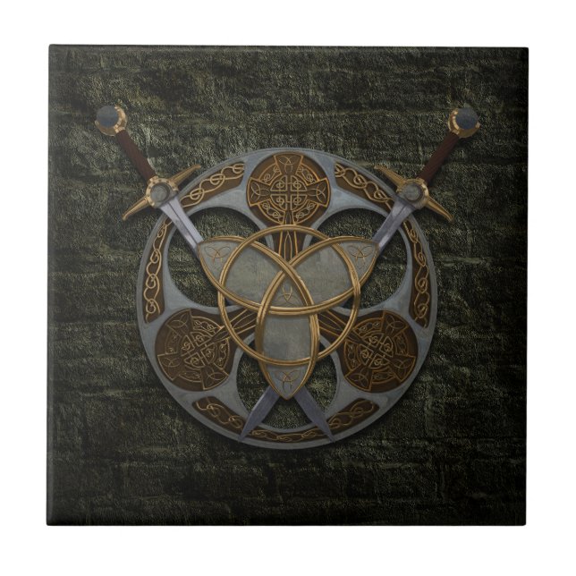 Azulejo De Cerâmica Protetor celta da trindade (Frente)