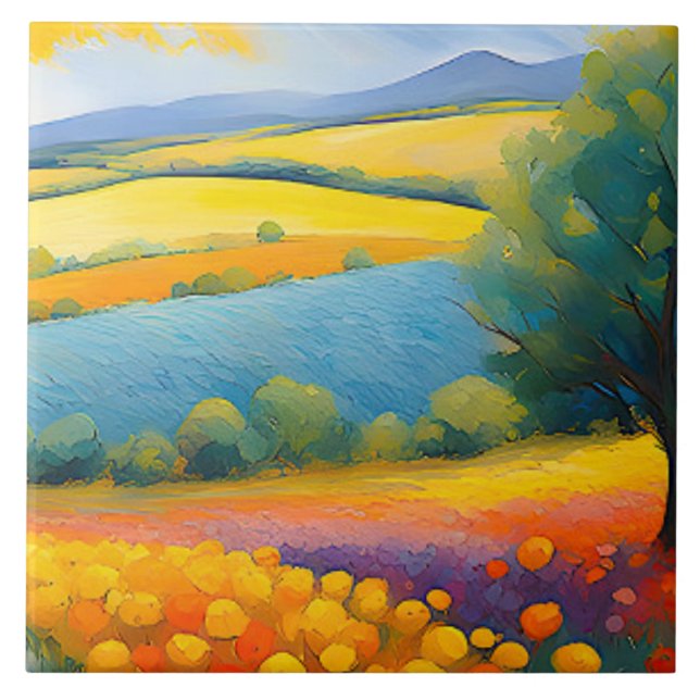 Azulejo De Cerâmica Proveniência panorâmica "Fleurs Tranquilles" (Frente)