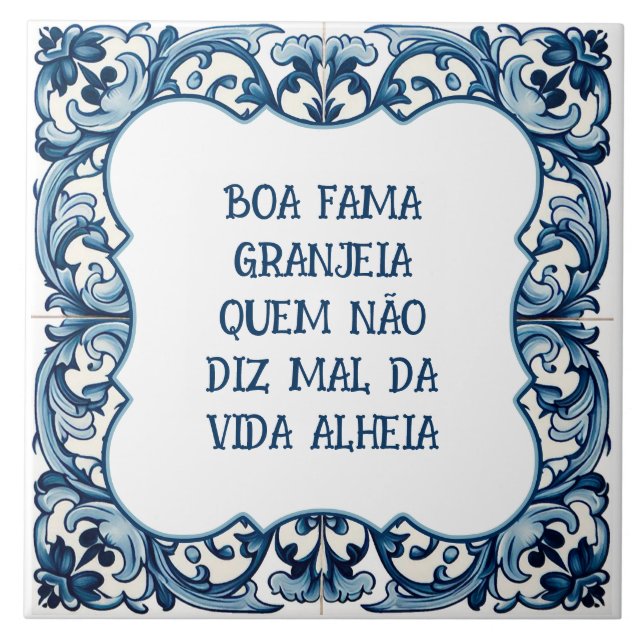 Azulejo De Cerâmica Provérbio Português (Frente)