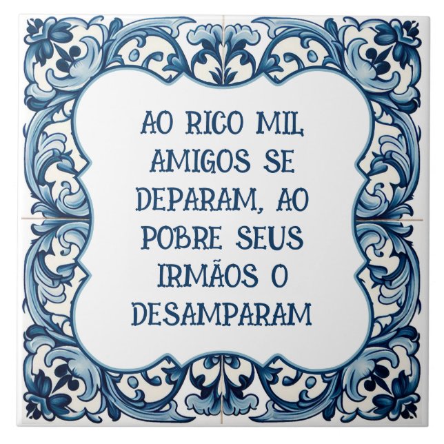 Azulejo De Cerâmica Provérbio Português (Frente)