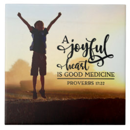 Azulejo De Cerâmica Provérbios 17:22 Um coração alegre é um bom remédi