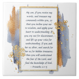 Azulejo De Cerâmica Provérbios 2:1-5 Incline seu ouvido para a sabedor