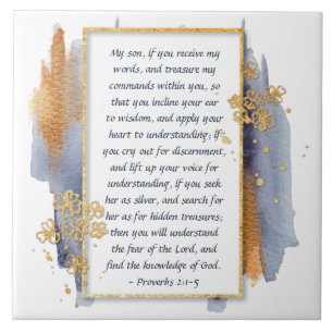 Azulejo De Cerâmica Provérbios 2:1-5 Incline seu ouvido para a sabedor