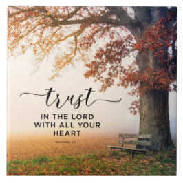 Azulejo De Cerâmica Provérbios 3:5 Confie no Senhor com todo o seu Cor