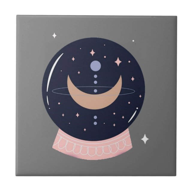 Azulejo De Cerâmica Psíquica mística de bola de cristal (Frente)