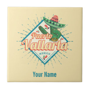 Azulejo De Cerâmica Puerto Vallarta Jalisco México dançando cactus