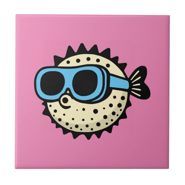 Azulejo De Cerâmica Pufferfish (Frente)