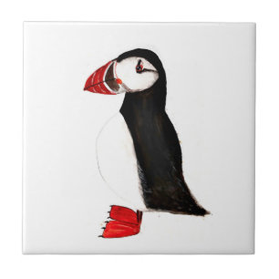 Azulejo De Cerâmica Puffin Bird Willife Colorida