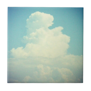 Azulejo De Cerâmica Puffy Cloud Blue Sky