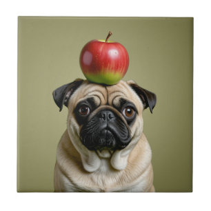Azulejo De Cerâmica Pug Apple