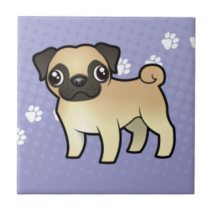 Azulejo De Cerâmica Pug dos desenhos animados