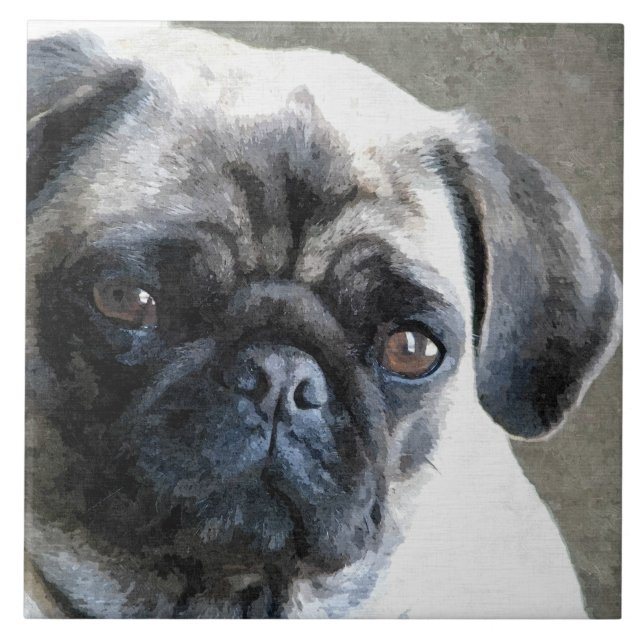 Azulejo De Cerâmica Pug Face (Frente)