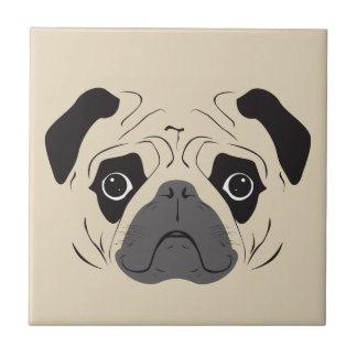 Azulejo De Cerâmica Pug Face Silhout