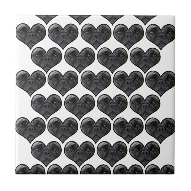 Azulejo De Cerâmica Pug Hearts (Frente)