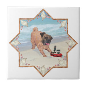 Azulejo De Cerâmica Pug na Praia