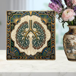 Azulejo De Cerâmica Pulmologia Anatômica Art Déco Pulmões