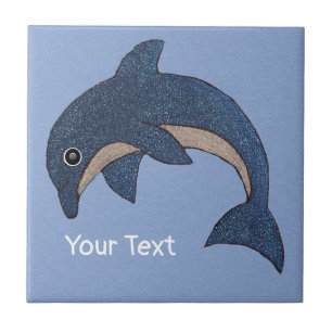 Azulejo De Cerâmica Pulso da Glittery Dark Blue Dolphin Swirl Eye