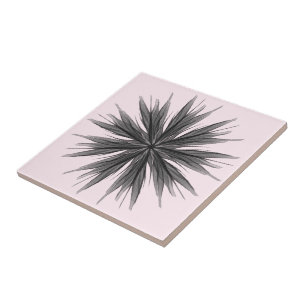 Azulejo De Cerâmica Pulverização Circular Preta E Cinza De Folhas De P