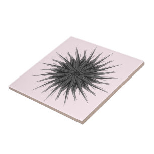 Azulejo De Cerâmica Pulverização Circular Preta E Cinza De Folhas De P