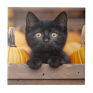 Azulejo De Cerâmica Pumpkin Patch Kitten