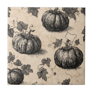 Azulejo De Cerâmica Pumpkin Vintage e Padrão de Engrenagem da Vinha (2