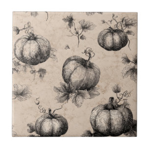 Azulejo De Cerâmica Pumpkin Vintage e Padrão de Engrenagem de Vinha