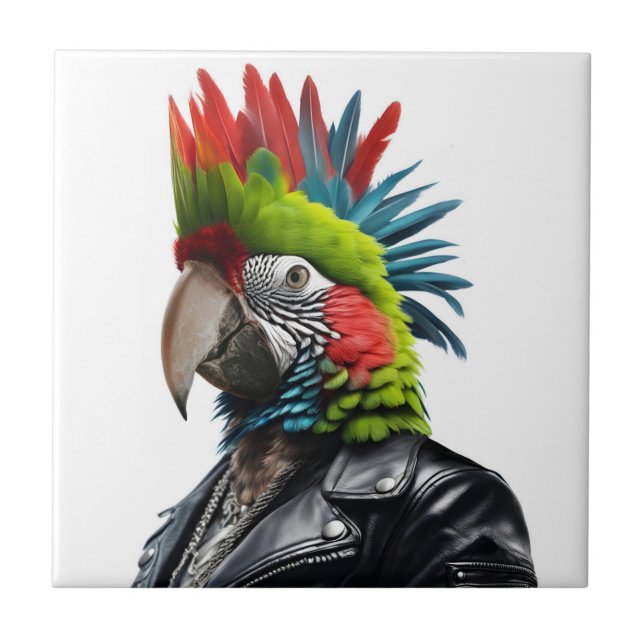 Azulejo De Cerâmica Punk Parrot (Frente)