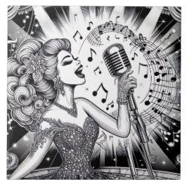 Azulejo De Cerâmica Punk Rock Rockabilly Retro Glam Preto e Branco