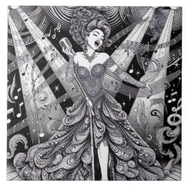 Azulejo De Cerâmica Punk Rock Rockabilly Retro Glam Preto e Branco