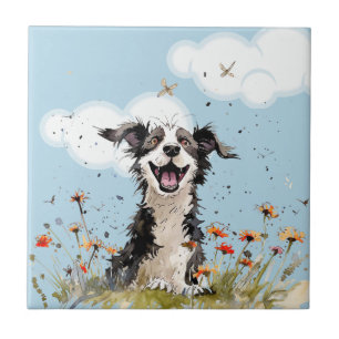 Azulejo De Cerâmica Pup Feliz