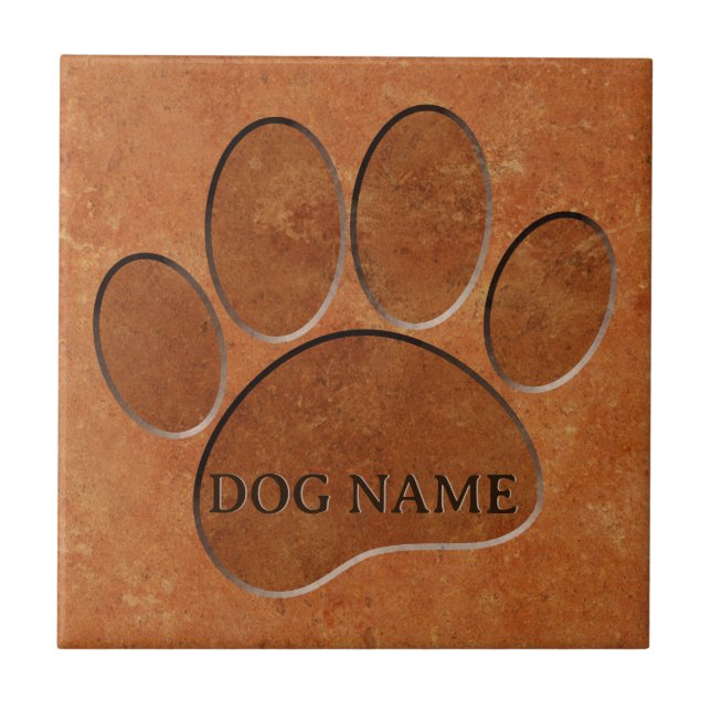 Azulejo De Cerâmica Puppy Paw Faux Terracotta Impressão (Frente)