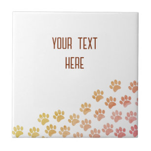 Azulejo De Cerâmica Puppy Paw Imprime Com Texto Personalizado