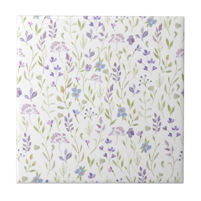 Azulejo De Cerâmica Purple Floral Ceramic Tile (Frente)