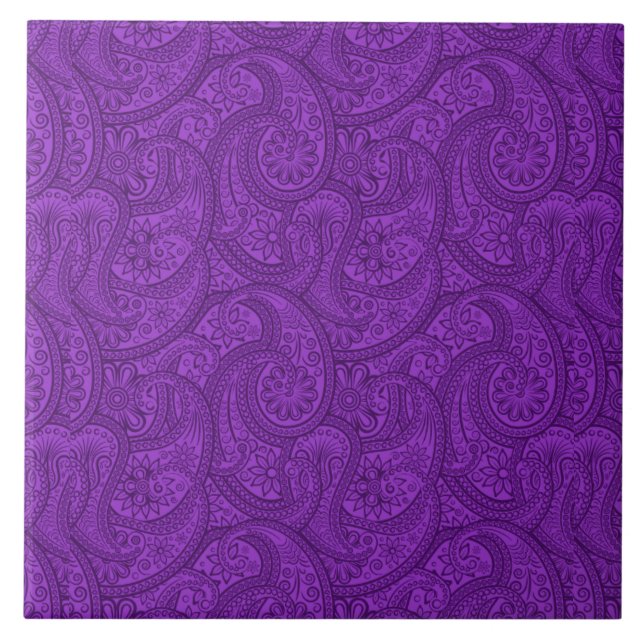 Azulejo De Cerâmica Purple Paisley (Frente)