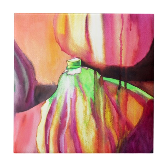 Azulejo De Cerâmica Púrpura Figos originais pintura à água (Frente)