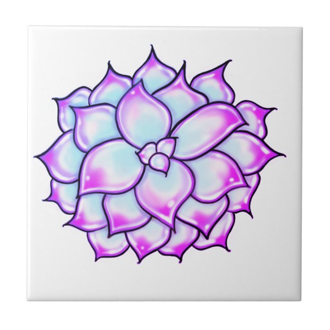 Azulejo De Cerâmica Púrpura Sangue Suculente (Frente)